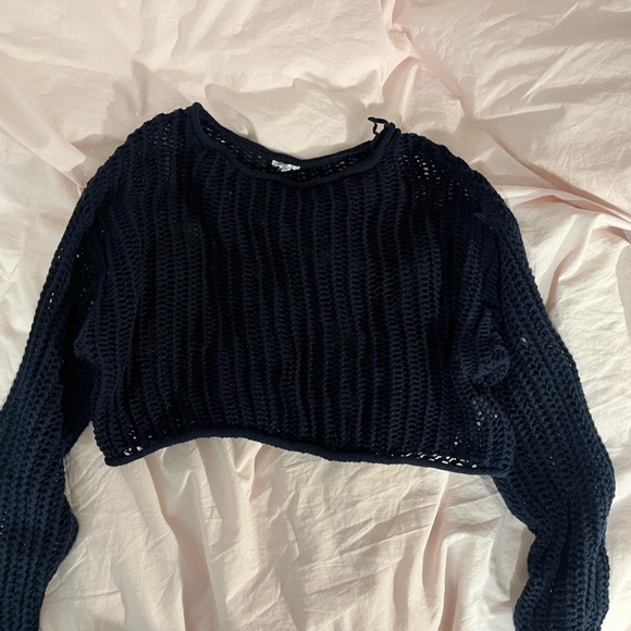 Garage Navy Mesh Knit Top - Picture 2 of 3